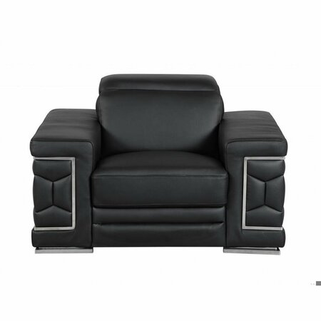HOMEROOTS 114 in. Sturdy Black Leather Sofa Set 329596